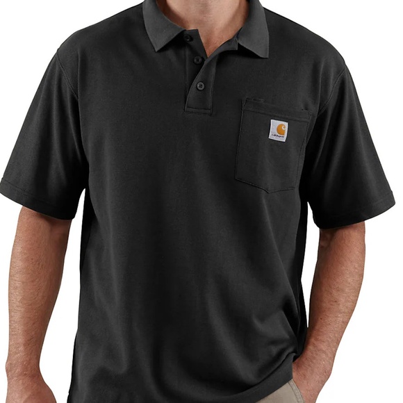Carhartt Original Fit Pocket Polo Mens 2XL K570 Black Loose Fit Lightweight S/S - Picture 1 of 8